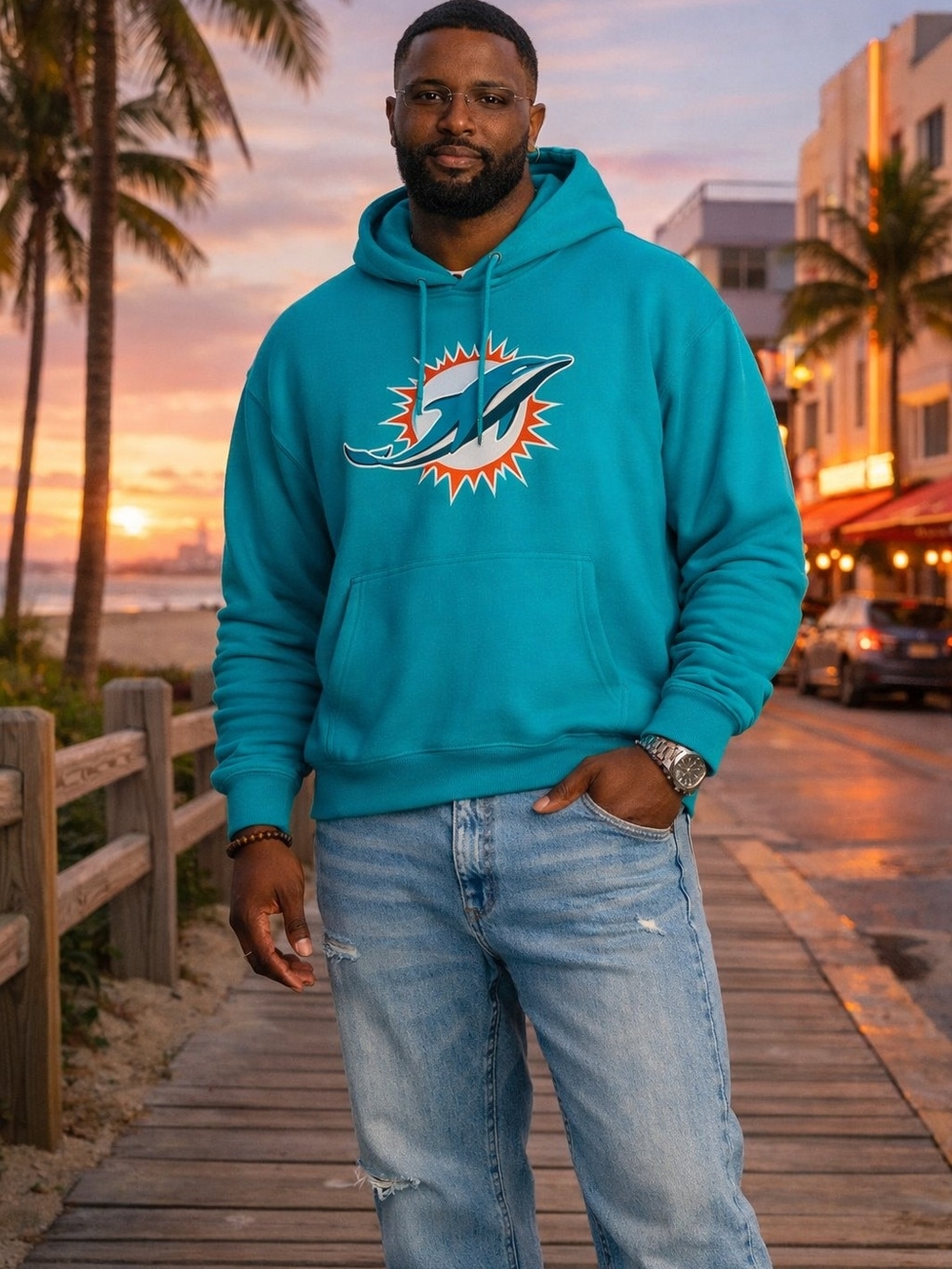 Miami Dolphins Teal Pullover Hoodie - Official NFL Logo. NWT - Various Sizes